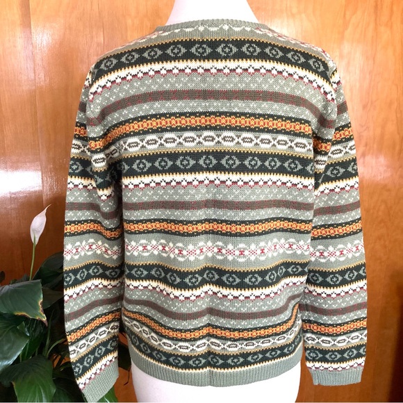 🐶Hasting & Smith Green patterned V-neck wool blend sweater size L women’s - Picture 9 of 9